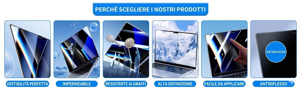 Resistente ai graffi, impermeabile, antiriflesso e ad alta definizione